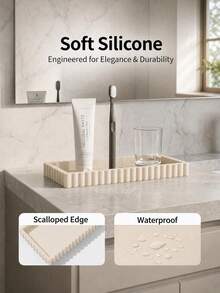 Silicone Vanity Storage Tray, Elegant Multi-Size Rippled Tray, Suitable For Bathroom Countertop, Vanity, Cosmetics, Perfume And Jewelry - Multicolor - View 4