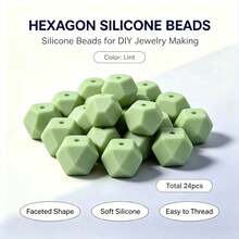 24/100Pcs Morandi Color Palette Faceted Hexagon Silicone Beads, Polygonal Beads For DIY Jewelry & Bead Pen Making - Morandi Color Scheme - View 14