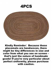 1/4/6/8 Coffee Brown Oval Woven Placemats, Non-Slip Heat-Resistant High-Resilience, Foldable And Rollable For Easy Storage, Suitable For Wedding Party Table Decoration, Daily Home Kitchen Dining Room And Room Decor - Brown - View 14
