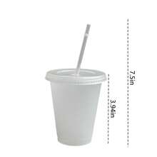 12/6/1 Christmas/Halloween DIY Frosted Transparent Party Cups! Minimalist Matte Texture, Comes With Lid And Straw, Good Sealing And Leak-Proof. Blank Cup Body Allows Free Hand-Drawing Of Christmas/Halloween Patterns, Draw Christmas Trees, Snowflakes, Reindeer To Create Exclusive Holiday Water Cups. Thickened Cup Body Is Sturdy And Durable, Suitable For Cold Drinks, Fruit Tea, Sparkling Water. Perfect For Christmas Parties, Gatherings, Whether For Home-Made Beverages Or As Christmas Gifts For Friends, Fill It With Winter Sweet Drinks To Enhance The Festive Atmosphere. - Multicolor - View 11