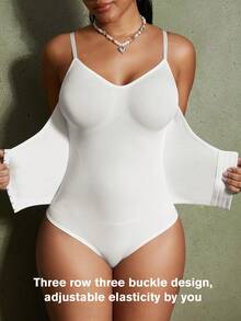 Women's Fashion Waist Shaping Micro-Adjustable Single-Breasted Adjustable Waist Bodysuit - Fully Envelops Fat To Create A Perfect Figure - White - View 1
