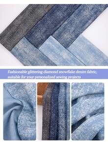 1 lembar (48cm*150cm) Kain Denim Berkilau Motif Berlian. Kain Denim Motif Salju yang Modis dan Unik, Cocok untuk Proyek Jahit DIY, untuk Membuat Pakaian, Aksesoris, dan Tas. Kain Latar Belakang Dekoratif - Denim Kepingan Salju Berlian Imitasi - View 7