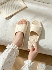 Unisex Foldable Slippers, Lightweight Portable EVA Flat Sandals, Non-Slip Comfortable Summer Beach Shoes, Fashion Casual Outdoor Travel Style - Khaki - View 1