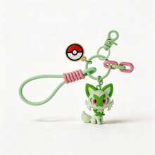 MINISO Pokemon Sprigatito Character Keychain With Green Rope Strap And Pokeball Charm For Handbag Backpack Keys, Birthday, Christmas Gift - Style 1 - View 4