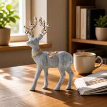 1pc Exquisite Deer Desktop Ornament, Creative Holiday Atmosphere Gift, Personalized Sequin Antler Christmas Deer Decoration, Suitable For Windowsill, Office And Multiple Scene Decor, Perfect Christmas Holiday Gift For Friends And Family - Moose - View 8