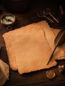 20/10/1 Sheets 4x6 Inch Vintage Deckle-Edge Kraft Paper Antique Brown Parchment Paper, Natural Rough Torn Edges Old Fashion Stationery Paper, Smooth Surface For Writing & Printing, Perfect For DIY Crafts, Wedding Invitations, Handwritten Letters, Scrapbooking, Journal Pages, Greeting Cards, Art Projects, Party Decorations And Photo Props - A - View 1