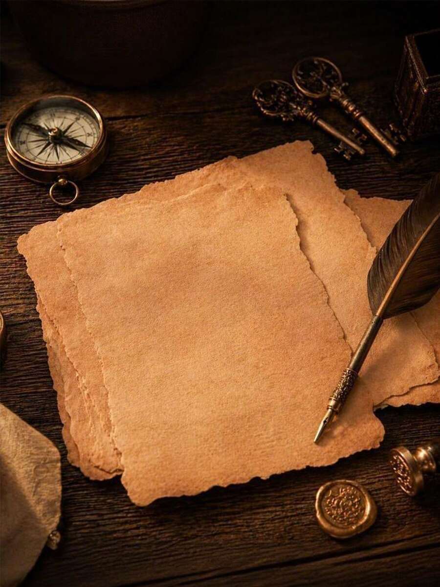 20/10/1 Sheets 4x6 Inch Vintage Deckle-Edge Kraft Paper Antique Brown Parchment Paper, Natural Rough Torn Edges Old Fashion Stationery Paper, Smooth Surface For Writing & Printing, Perfect For DIY Crafts, Wedding Invitations, Handwritten Letters, Scrapbooking, Journal Pages, Greeting Cards, Art Projects, Party Decorations And Photo Props - A - View 1