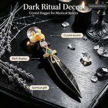 1PC Natural Amethyst & Obsidian Crystal Ball Unbladed Knife Model – Reiki Energy Healing, Polished Crystal Artwork, Original Design Spiritual Collecti - Crystal Ball Magic - View 7