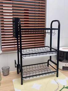 1 buah Rak Dapur Besar 3 Tingkat dengan Pengeringan Cepat, Tempat Pisau & Garpu, Rak Talenan, Organizer Peralatan Makan Multifungsi untuk Mangkuk & Piring, Rak Logam Bergaya, Perlengkapan Dapur Tahan Lama, Rak Penyimpanan Dapur - MultiWarna - View 6