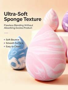 6Pcs Multicolor Makeup Sponge Set,Wet&Dry Dual‑Use Sponge For Foundation, Concealer,Reusable Easy‑To‑Clean Makeup Tools - Multicolor - View 6