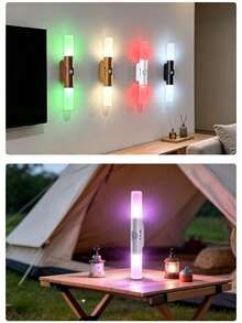 LED Night Light, Dual-Head Sunset Wall Lamp, Motion Sensor, RGB Ambient Light, USB Rechargeable, Party Hallway Closet Holiday Decoration - One Size - View 9