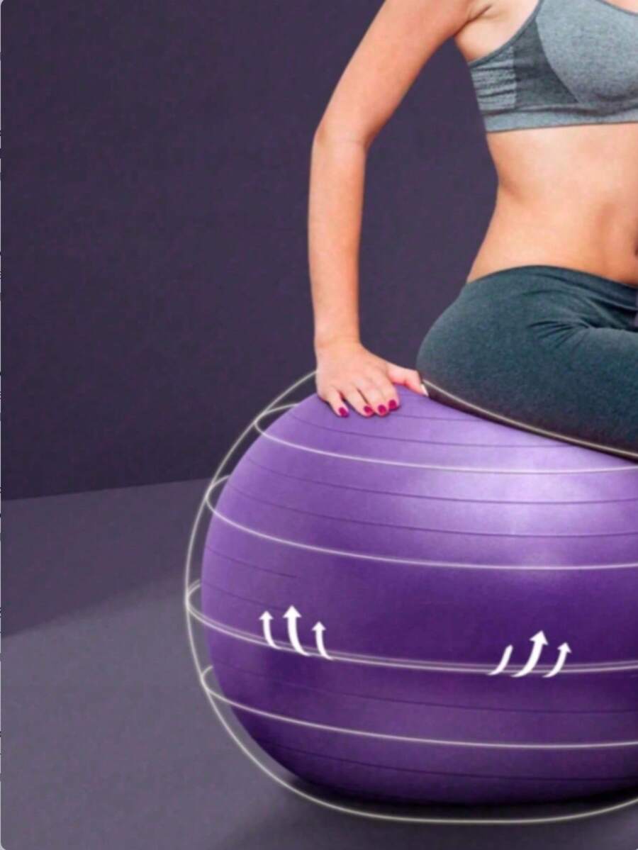 1pc Anti-Burst Yoga Ball, Inflatable Exercise Stability Ball For Home Gym, Pilates, Fitness, Balance & Core Training, Non-Slip Fitness Ball For Workout - Multicolor - View 1