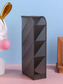 1pc Desktop Cosmetic Storage Box, Slanted Frosted PP Material Storage Box, Convenient For Storing Makeup Brushes, Eyebrow Pencils, Lipsticks, Cleansers, Etc., Pen Holder Storage Box Iron Hollow Desktop Storage Bucket Student Stationery Multifunctional Office Supplies Pen Box Desk - Multicolor - View 11