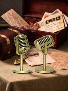 Vintage Microphone Prop With Adjustable Angle, Retro Plastic Simulation Microphone Decoration, Party Gift, Live Performance, Home, Bar Ornament - One Size Fits All - View 2