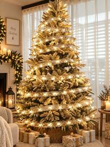 1pc Christmas Ribbon String Lights, Christmas Ribbon Lights, Christmas Lights Decoration, Ribbon Garland Christmas Tree Silver Garland Christmas Decoration Lights, Suitable For Indoor And Outdoor Party Decoration - Multicolor - View 3