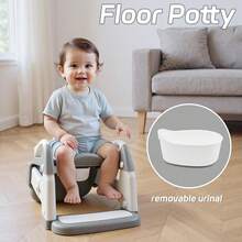 UBRAVOO 2-In-1 Toddler Potty Training Seat With Step Stool Ladder, Foldable Potty Chair With Soft Cushion & High Backrest, Adjustable Toilet Trainer - Grey - View 5