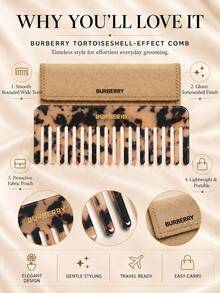 Burberry Tortoiseshell Comb, 13*5cm, Single Piece, Smooth Teeth For Easy Detangling, Portable, Includes Storage Pouch, Suitable For Daily Use And Travel - Multicolor - View 5