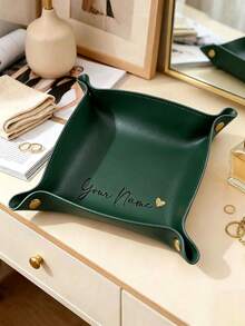 Nampan Kulit Imitasi Kustom, Organizer Meja, Hadiah Personalisasi untuk Pria dan Wanita, Rak Penyimpanan Perhiasan, Kunci, dan Dadu, Cocok untuk Pernikahan, Hadiah Pengiring Pengantin, dan Suvenir Pesta - MultiWarna - View 13