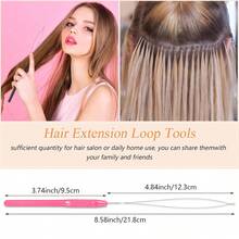 URmeili 20 Pieces Hair Extension Loop Needle Threader Pulling Hook Needle Bead Device For Hair Or Feather Extensions Supplies, DIY Hook Tool Loop Tools(Pink) - View 6