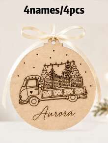 Custom Wooden Christmas Ornament, Personalized Name Tree Hanging Decor, Rustic Holiday Home Accent, Customized Xmas Pendant For Christmas Tree Decor, Customizable Festive Keepsake, Seasonal Party Decoration, Thoughtful Holiday Gift, Christmas Gift - Multicolor - View 8