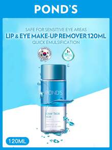 Pond's [120ml] Ponds Lip & Eye Makeup Remover | Gentle & Effective Bi-Phase Makeup Remover | Long-Lasting Waterproof Makeup | Hypoallergenic Formula, Ophthalmologist Tested - EYE MAKE-uP REMOVER - View 1