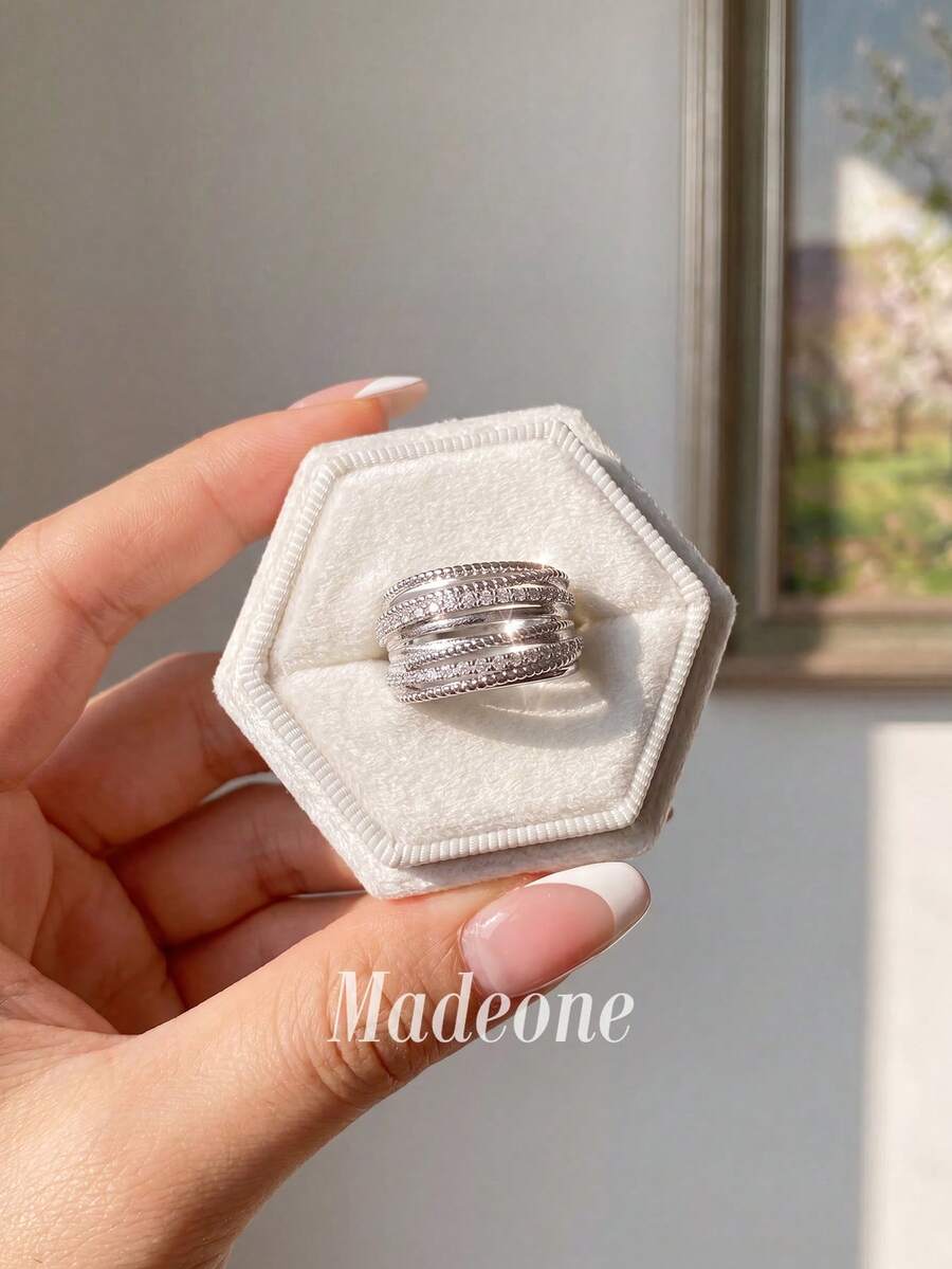MADEONE 1件復古線條繞圈戒指，中性款，適合日常佩戴，派對飾品，戒指珠寶禮物