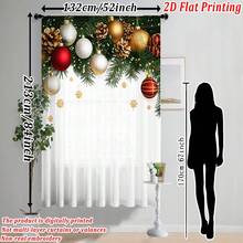 Rideau décoratif transparent à imprimé plat de Noël, haute définition, résistant à la décoloration, maille diamant premium, anti-accrochage, résistant aux plis, doux et lisse, lavable, drapé naturel, semi-transparent filtrant la lumière, convient pour le salon, la chambre, la cuisine, la décoration de fête de Noël à la maison - Multicolore - Voir 21