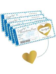 5pcs Set Surprise Boarding Pass Greeting Cards With Envelopes, Travel Themed Invitation Kit, Suitable For Valentine's Day, Birthday, Anniversary And Holidays - Blue - View 7
