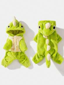 1pc Pet Supplies, Pet Autumn And Winter Dinosaur Costume, Suitable For Small Dogs, Cats, And Versatile For Festivals. - Green - View 1