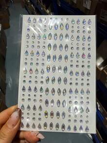 3/1Sheets 3D Rhinestone Face Body Gem Stickers,Shiny Multi‑Color Crystal Rhinestone With Water Droplet Shape, Heart-Shaped, Aurora Circular, Horse Eye Self‑Adhesive Jewel Decals, Festival Rave Party Makeup Decor For Face, Body, Nail & DIY Craft - Multicolor - View 14