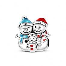 1 Pieces Original Design Silvery Color Christmas Charms Beads Colorful Christmas Tree Snowman Cubic Zirconia Inlay Fits Original Bracelet DIY Making - Multicolor - View 19