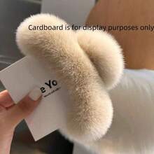 1pc Premium Plush Hair Claw Clip, Fuzzy Hair Claw For Women, Back Of Head Updo Hair Accessory, Autumn Winter - Multicolor - View 9
