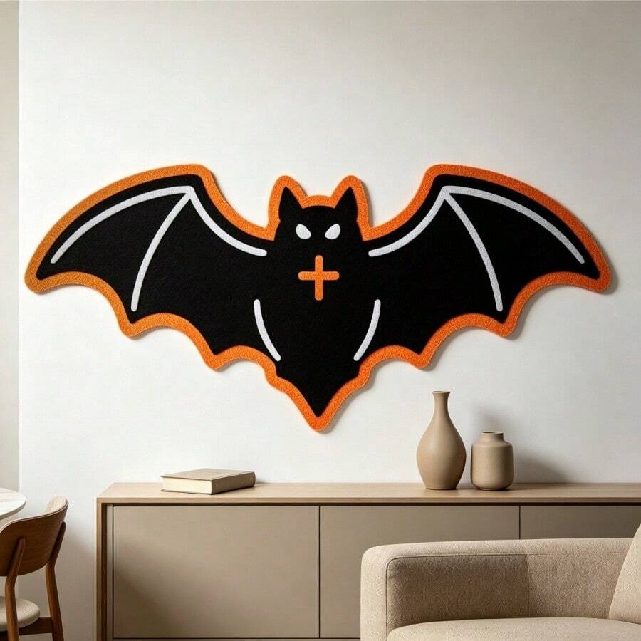 1pc Halloween Bat Shape 3D Felt Pin Board, Self-Adhesive Wall Panel Decorative Bulletin Board, Removable Reusable Memo Board Message Board For Home Office Wall Decor - A - View 1