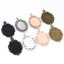 10pcs 13x18mm Oval Alloy Pendant Cabochons Blank Base Setting Bezel Tray DIY Jewelry Making Accessories Findings - Pendant Base - View 1
