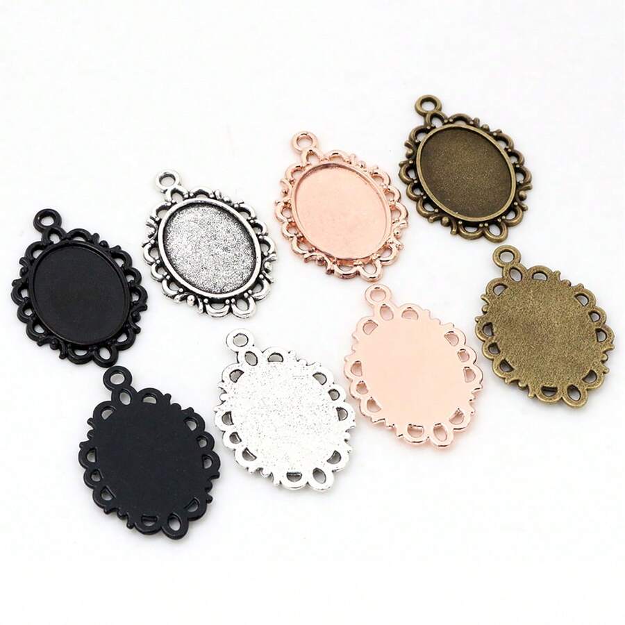 10pcs 13x18mm Oval Alloy Pendant Cabochons Blank Base Setting Bezel Tray DIY Jewelry Making Accessories Findings - Pendant Base - View 1
