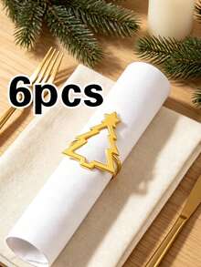 6/12pcs, Christmas Tree Napkin Rings, Suitable For Christmas Restaurant Table Decor, Christmas Napkin Rings, Suitable For Christmas Table Decor Napkin Rings, Christmas Napkin Holders, Christmas Napkin Stands, Christmas Party Napkin Rings - Multicolor - View 8