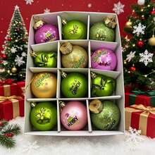 The Grinch 12PCS/Set -Style Christmas Ball Ornaments, Fall Alt Green Monster Decorative Balls, Halloween & Christmas Tree Hanging Decorations, Holiday Party Scene Props - Multicolor - View 3