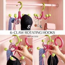 Handbag Hook And Wallet Storage Rack, 6-Prong Vertical Space-Saving Multi-Function Hanging Storage Rack, Suitable For Bags, Accessories And Hats, Durable Closet Rod Hook, Suitable For Wardrobe Use - Multicolor - View 3
