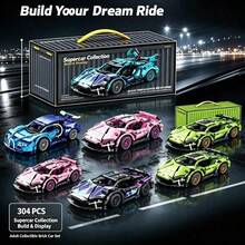 304pcs Sports Car Building Blocks, Adult Collectible Supercar Model, Halloween Christmas Thanksgiving Birthday Gift - Multicolor - View 4