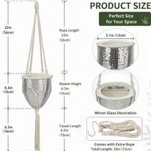 DHboying 1/2/3 Pcs Oval Disco Mirror Glass Vase With Round Flat‑Base, Comes With Hanging Hooks & Ropes, Multi‑Purpose Tabletop & Hanging Planter For Dried & Artificial Flowers, Hydroponic Plants, Home Decor For Bedroom Kitchen Office - Mirror Glass Decorative Pendant Light - View 2