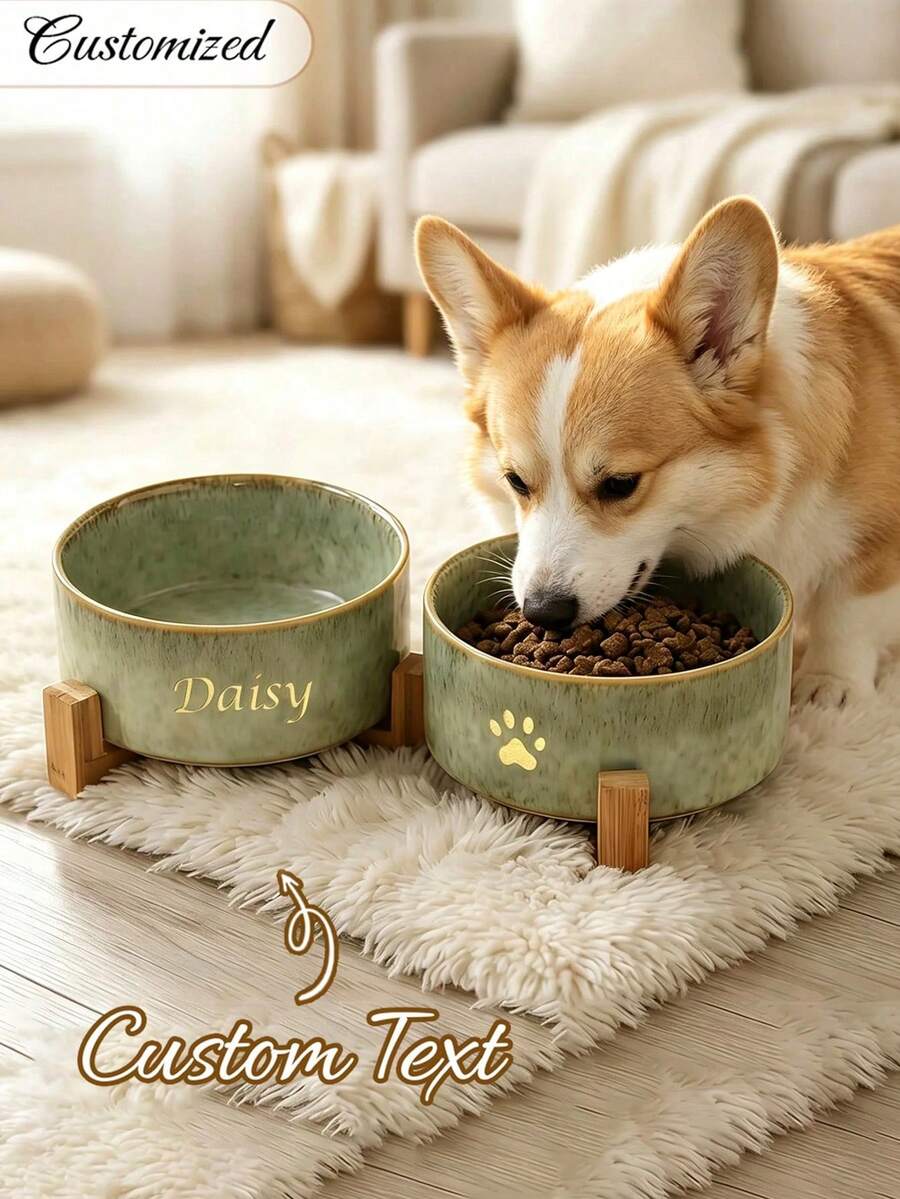 Personalized Ceramic Pet Bowl - Customized Cat & Dog Food Bowl, Custom Design Dog Bowl, Personalized Dog Food Bowl With Name, Dog Gift, Cat Gift, Gift For Dog Lovers