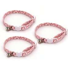 1pc 2pcs 3pcs Pink Vintage Leopard Print Cat Necklace With Bell Adjustable Neck Collar Pet Choker - Pink - View 13
