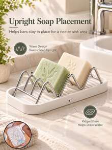 Wavy Design Soap Dish/Rack, Suitable For Bathroom Soap, Kitchen Use Or Countertop Placement (Beside Sink), Can Hold Sponges And Scouring Pads, Quickly Drains Water To Keep Countertop Dry, Sturdy Storage For Sponges And Steel Wool Balls - Multicolor - View 11