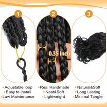 1/6 Pack, Women's Crochet Wig, 14-24 Inch Crochet Braid, Box Braid, French Curl, Pre-Wound Crochet Wig, Short French Curl Crochet Braid, Curled Ends, Hair Extensions, Includes Wig Tools - Multicolor - View 4