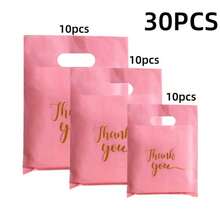 10/30/150pcs Pink Thank You Plastic Gift Bag Set - Durable, Stylish, Reusable, 3 Sizes Suitable For Gift Shop Packaging, Gift Bags, Gift Wrapping, Fashion Packaging, Sturdy Structure, With "Thank You" Design - Pink Thank You Gift Bag Set - View 7