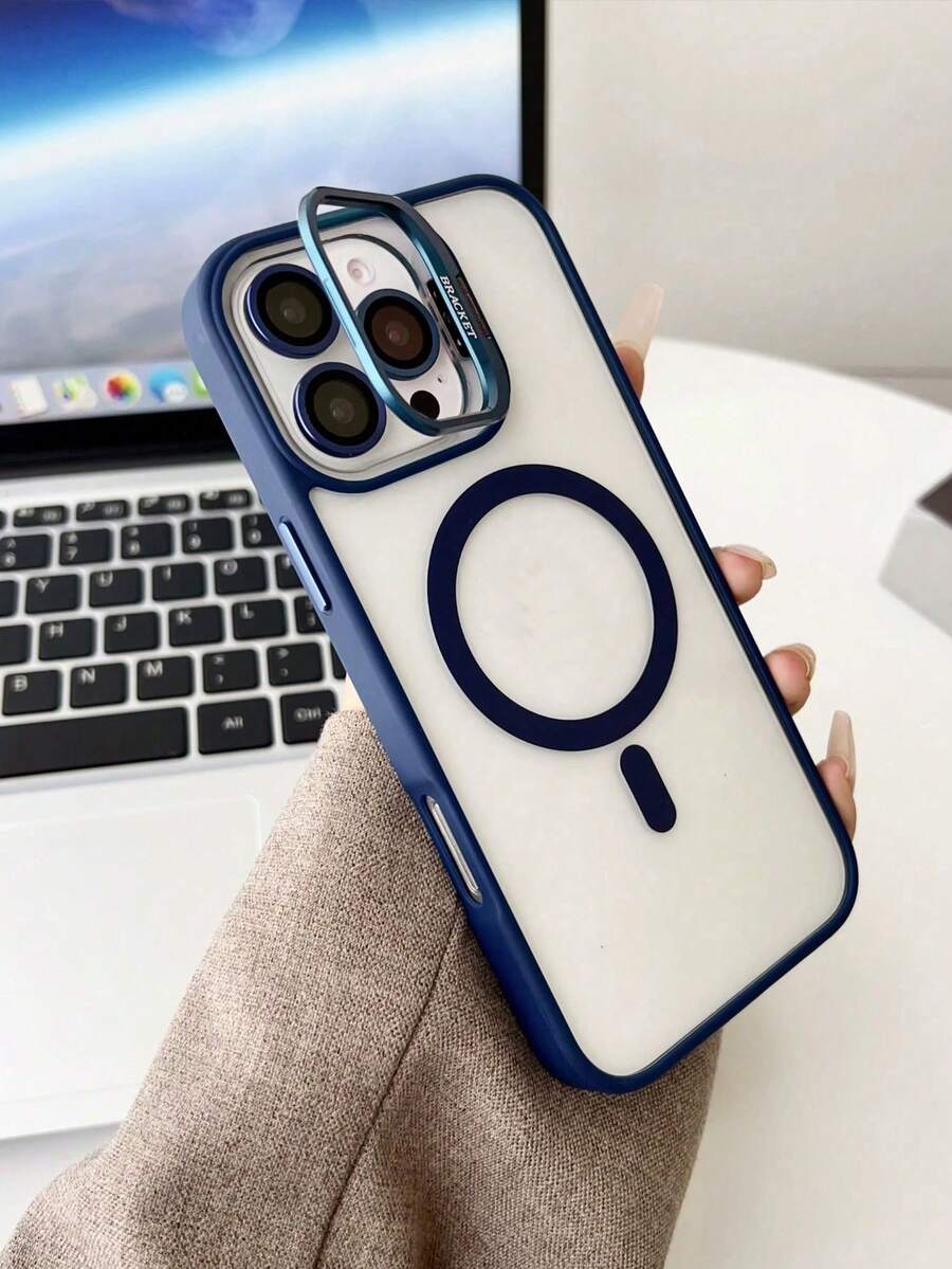 磁吸手機殼,相容 iPhone 17 Pro Max 17 Pro 17 Air 16 15 14 13 12 11 Pro Max Plus,附支架與玻璃鏡頭保護蓋,防震保護殼 - 寶藍色 - 查看 1