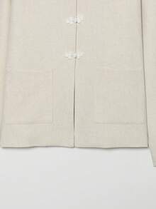 DEEKA Autumn New Women's European And American Style Fashion Minimalist Chinese Frog Button Stand Collar Jacket - Beige - View 6