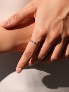 MODIAN D Color Moissanite Crown Stackable Ring 925 Sterling Silver Minimal Wave Tiara Thin Delicate Rings For Women Jewelry - Silver - View 2