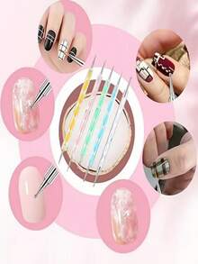 24Pcs Nail Art Creation Kit Various Drawing Brushes Dotting Pens With Palette And Cleaning Auxiliary Tools For Diverse Nail Pattern Creation - Multicolor - View 7