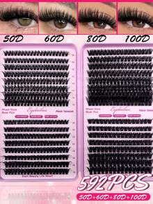 640/592簇 DIY 假睫毛套組，10D+20D+30D+40D/30D+40D+50D+60D/50D+60D+80D+100D 大容量混裝包，10-16mm，D捲度，適合居家使用 - D - 查看 9